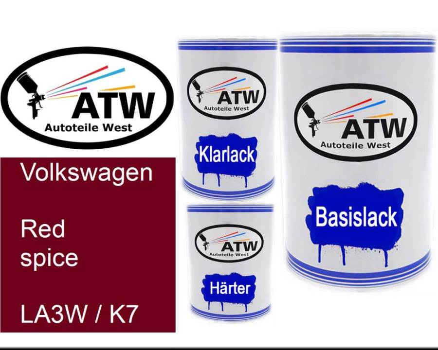 Volkswagen, Red spice, LA3W / K7: 500ml Lackdose + 500ml Klarlack + 250ml Härter - Set, von ATW Autoteile West.